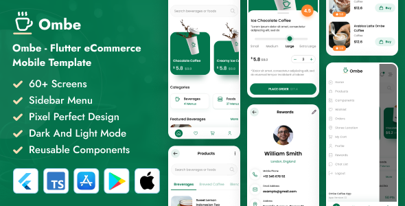 Ombe – Flutter Espresso Retailer Cell App Template