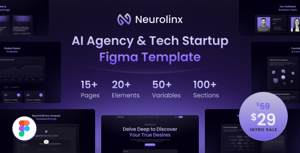 Neurolinx – AI Deep Search Experience Startup & Firm Figma Template