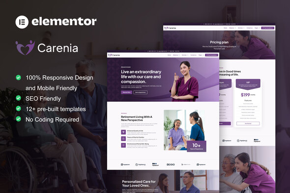 Carenia – Dwelling Care & Personal Nursing Companies Elementor Template Gear