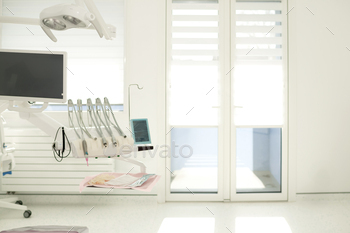 Dental cabinet chair in a most recent dental workplace