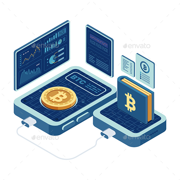 Isometric Bitcoin Cryptocurrency {Hardware} Pockets