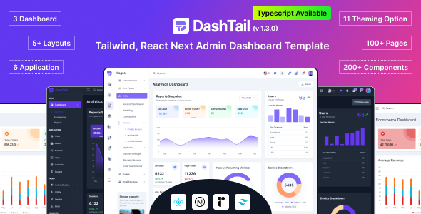 DashTail – Tailwind, React Subsequent Admin Dashboard Template with shadcn-ui