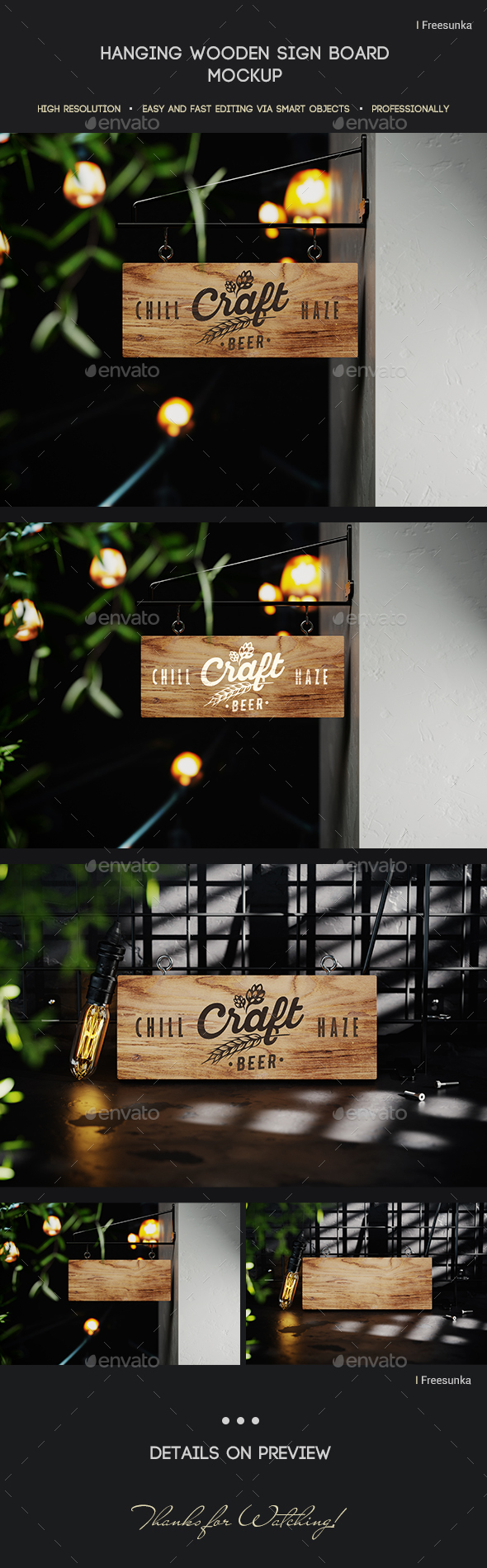 Hanging Wooden Signal Board Mockup