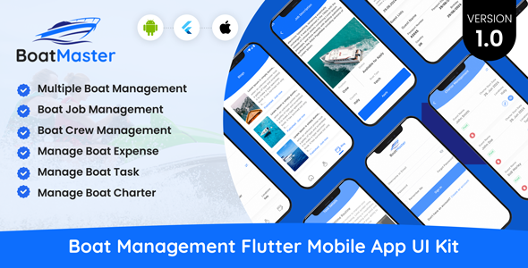 BoatMaster – Boat Administration Flutter Cellular App UI Gear