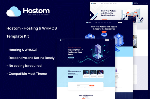 Hostom – Internet hosting & WHMCS Elementor Template Package