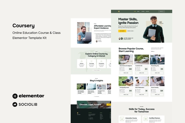 Coursery – On-line Training Route & Class Elementor Template Tools