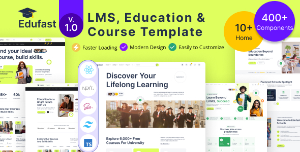 Edufast – LMS, Coaching & Course React Subsequent JS Template