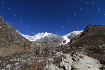 Snow-Capped Peaks and Rocky Terrain throughout the Himalayas