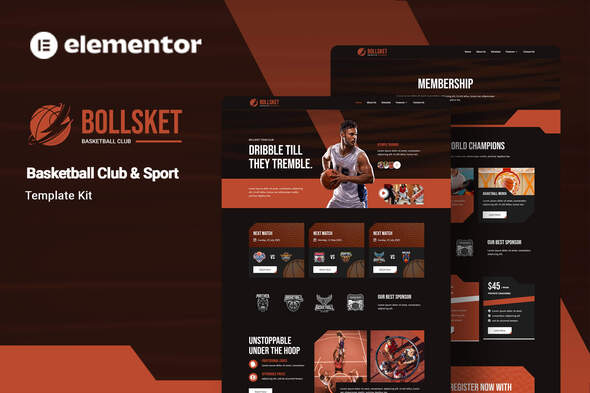 Bollsket – Basketball Membership & Sport Elementor Template Gear