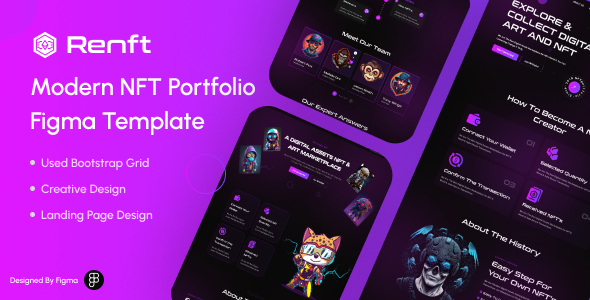 Renft- Nft Portfolio touchdown internet web page Figma Template