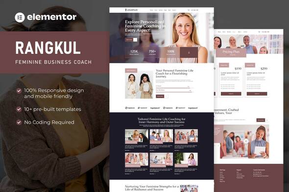 Rangkul – Feminine Business Coach Elementor Genuine Template Package