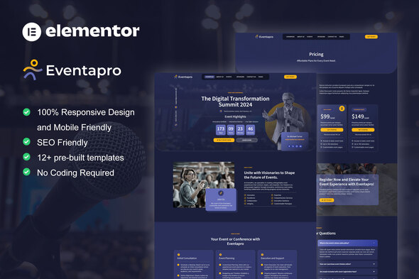 Eventapro – Match & Convention Elementor Suited Template Tools