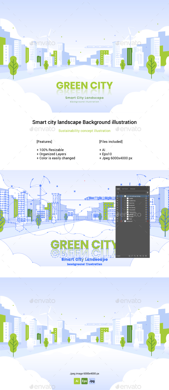 Orderly metropolis panorama Background illustration