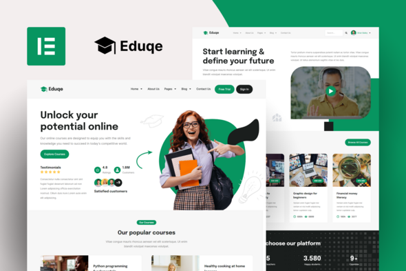 Eduqe – On-line Programs Elementor Professional Template Package