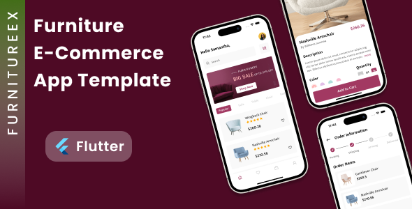 Furnishings E-Commerce App Template in Flutter | Furnishings Rob App Template | Furnitureex