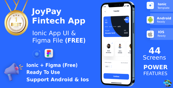 JoyPay ANDROID + IOS + FIGMA | UI Package | Ionic | Fintech – Finance & Banking App UI Package