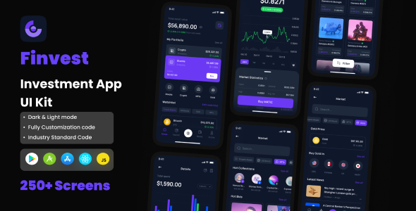 Finvest – Investments & Finance App React Native CLI Ui Tools