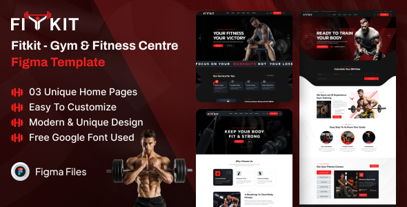 Fitkit – Gymnasium & Health Centre Figma Template