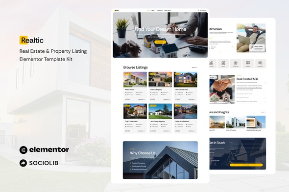 Realtic – Correct Property & Property Checklist Elementor Template Gear