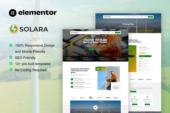 Solara – Photograph voltaic Panel & Renewable Vitality Elementor Template Package