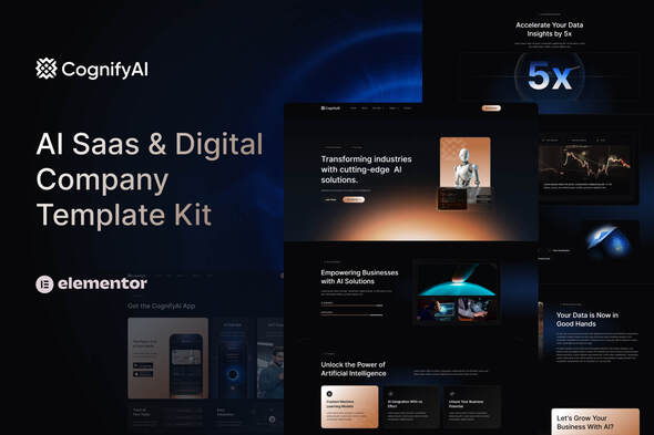 CognifyAI – AI Saas & Digital Firm Elementor Expert Template Gear