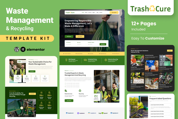 Trashcure – Raze Administration & Recycling Service Elementor Template Equipment