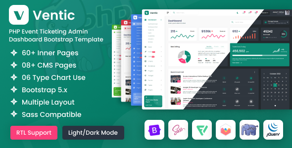 Ventic – PHP Match Ticketing Admin Dashboard Bootstrap Template