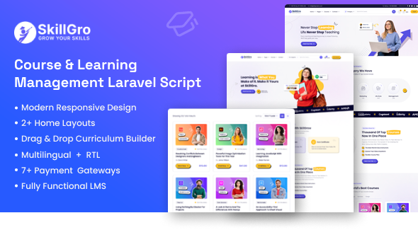 SkillGro – Route & Finding out Administration Machine Laravel Script (LMS)