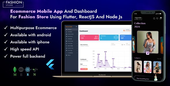 Ecommerce Cellular app and Dashboard for Development Retailer Using Flutter, react js and Node Js