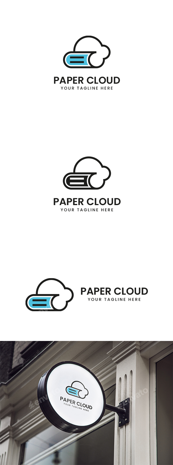 Paper Cloud Emblem Template