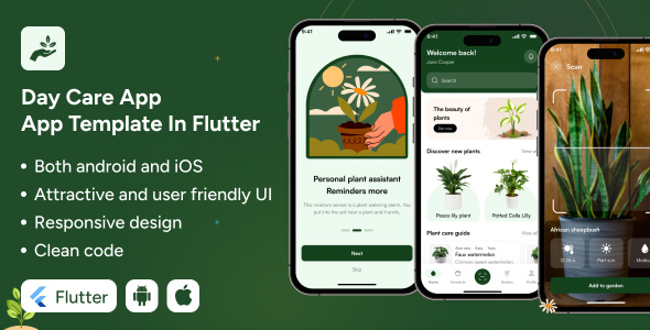 PlantCare App UI Template | Gardening Information App in Flutter | EcoGrow App Template