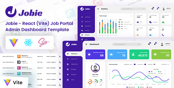 Jobie – React (Vite) Job Portal Admin Dashboard Template