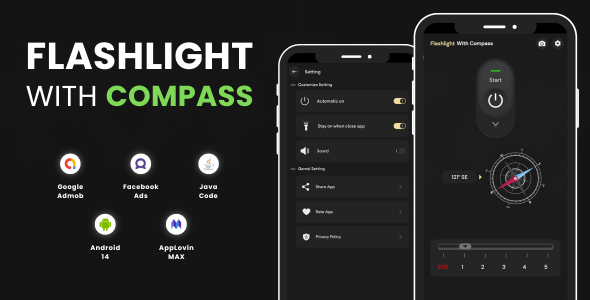 Flashlight With Compass with AdMob Adverts Android