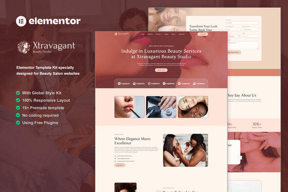 Xtravagant – Magnificence Salon Elementor Template Tools