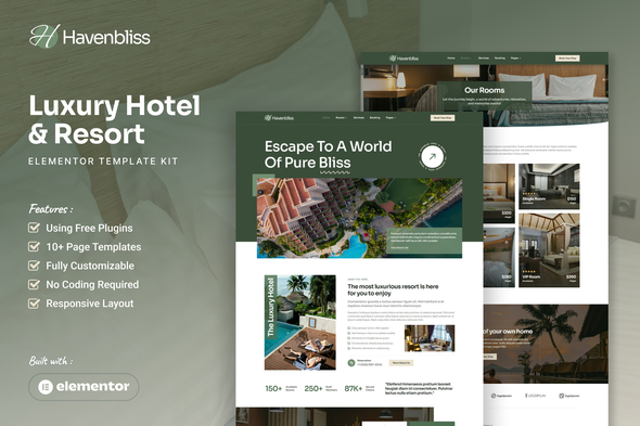 Havenbliss – Luxurious Resort & Resort Elementor Template Gear