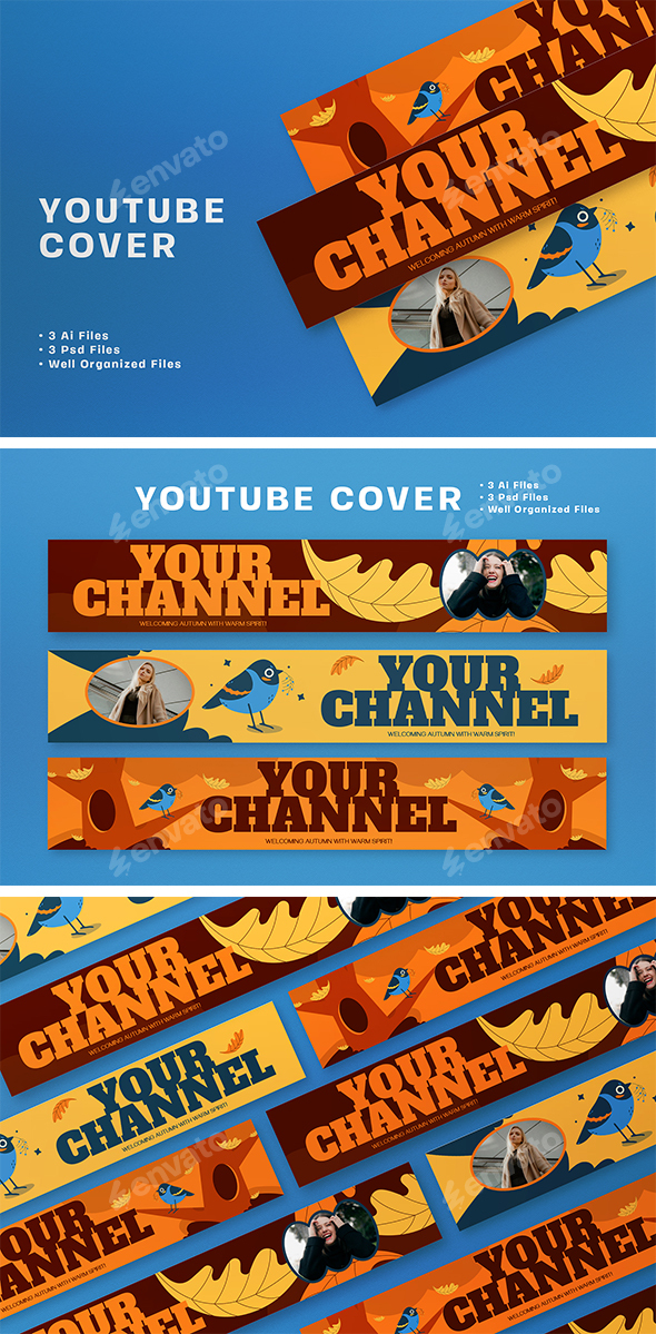 Brown Flat Invent Autumn YouTube Banner