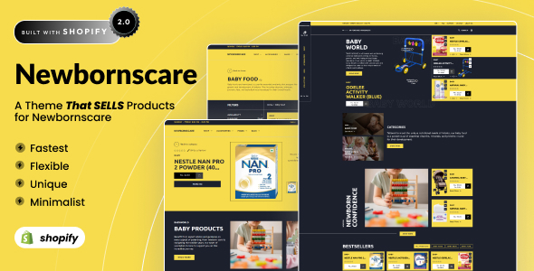 Newbornscare – Diminutive one & Kids Retailer Shopify OS 2.0 Theme