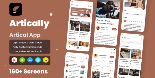 Artically – Article & Weblog App React Native Expo Ui Package