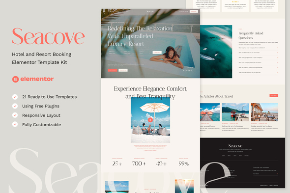 Seacove – Resort and Resort Reserving Elementor Template Package deal deal