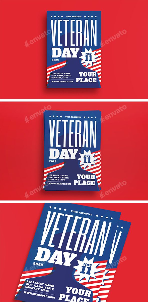 Blue Flat Fabricate Veterans Day Flyer