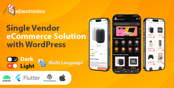 eElectronics – Personal a Flutter eCommerce Cell App for Android and iOS from WordPress WooCommerce S