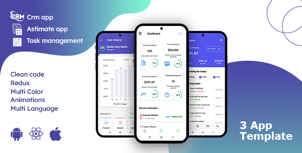 CRM | Course of Administration | Estimate Generator React Native iOS/Android App Template