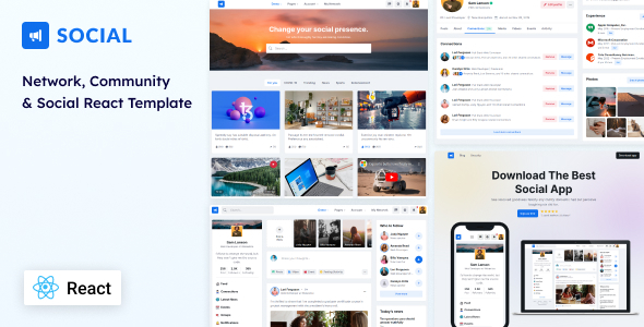 Social – Community & Neighborhood React Template