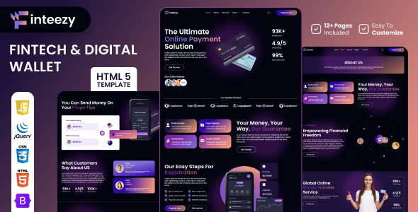 Finteezy – Fintech Startup & Digital Pockets HTML5 Web site