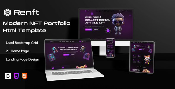 Renft – NFT Portfolio landing web page HTML Template