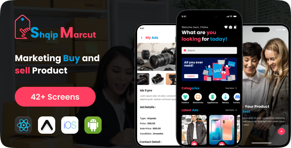 Shqip Marcut – ECommerce Buy and Promote React Native Expo Cellular App Template