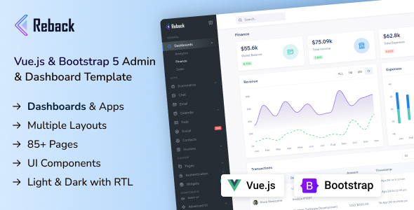 Reback – Vuejs Admin & Dashboard Template