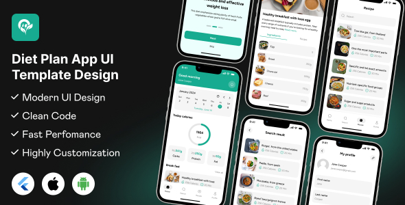 Weight-reduction plan App UI Template | Customized Weight-reduction plan & Weight-reduction plan Administration App in Flutter | Dietify App UI