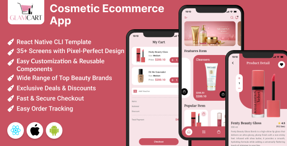 GlamCart – eCommerce app for magnificence and skincare shops – React Native Cellular App Template