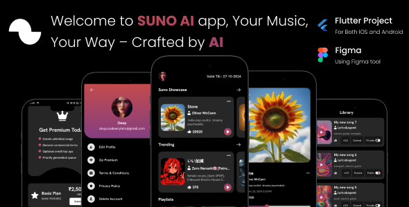 SUNO AI – AI-Powered Track Generator | Lyrics to Track Generator | iOS | Android | Flutter Stout App